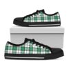 Shamrock St. Patrick’s Day Tartan Print White Low Top Shoes, Low Top Designer Shoes, Low Top Sneakers