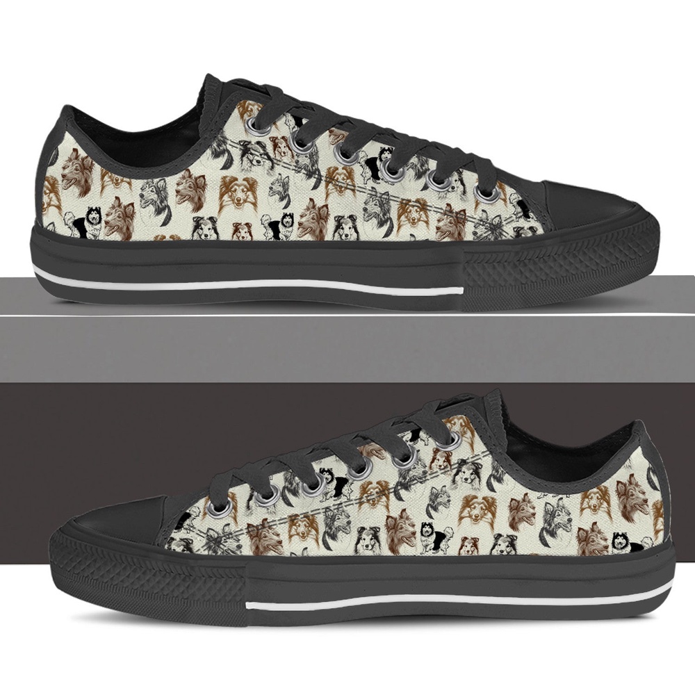 Shetland Sheepdog Low Top Shoes, Sneaker For Dog Walking, Designer Low Top Shoes, Low Top Sneakers