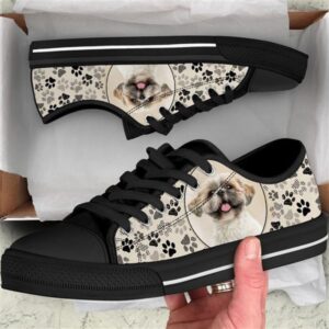 Shih Tzu Dog Pattern Brown Canvas Low&hellip;