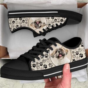 Shih Tzu Dog Pattern Brown Low Top&hellip;
