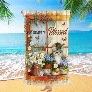 Simply Blessed Cat Butterfly Beach Towel, Christian&hellip;