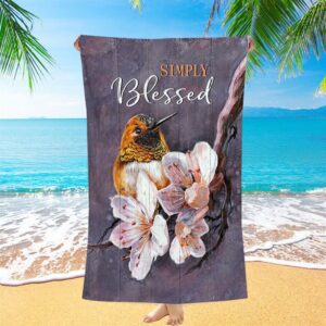 Simply Blessed Flower Yellow Hummingbird Beach Towel,&hellip;