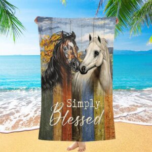 Simply Blessed Horse Couple Beach Towel, Christian&hellip;