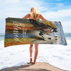 Simply Blessed Horse Couple Beach Towel, Christian&hellip;