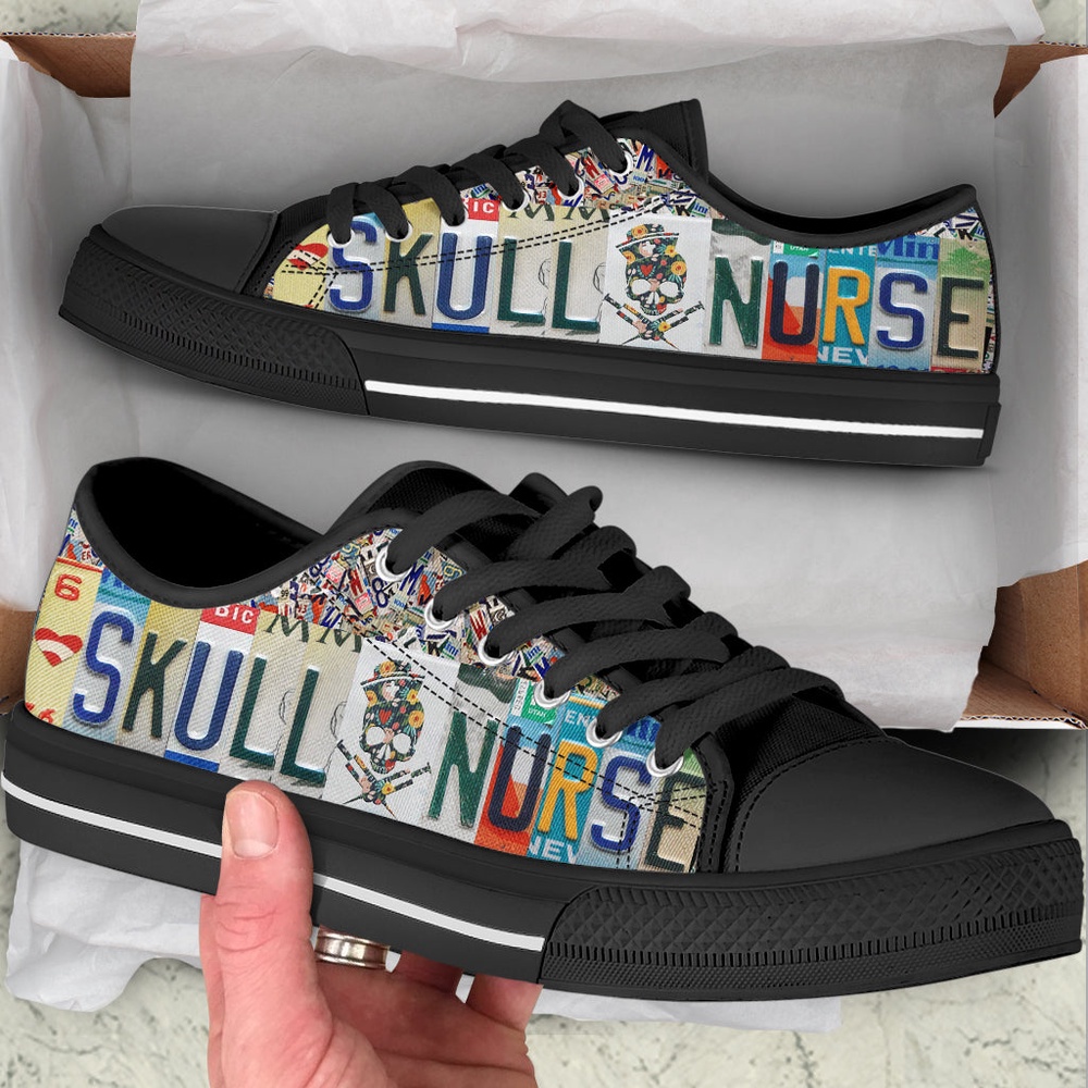 Skull Nurse Low Top Shoes, Low Top Designer Shoes, Low Top Sneakers