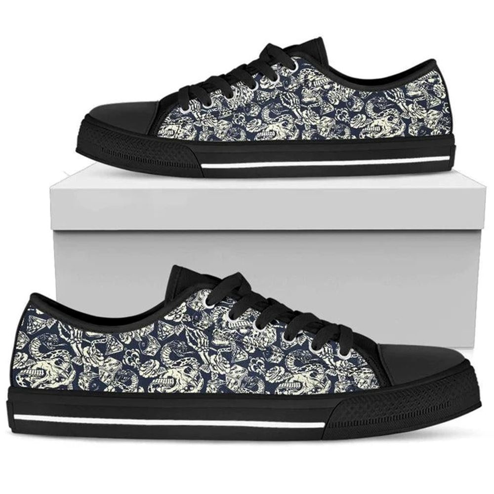 Skull Rose Snake Canvas Low Top Shoes, Low Top Designer Shoes, Low Top Sneakers Skull Rose Snake Canvas Low Top Shoes, Low Top Designer Shoes, Low Top Sneakers