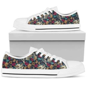 Skull Rose Snake Red Canvas Low Top Shoes Low Top Designer Shoes Low Top Sneakers 2 u7376a.jpg