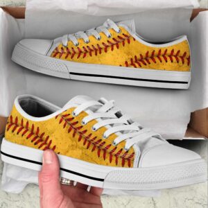 Softball Ball Texture Pattern Shortcut Low Top&hellip;