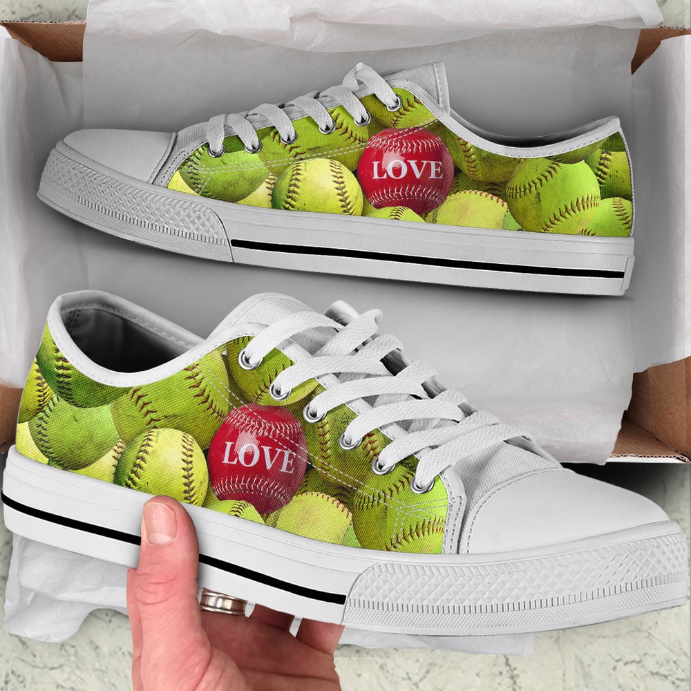 Softball Love Red Low Top Shoes, Low Top Sneakers, Sneakers Low Top Softball Love Red Low Top Shoes, Low Top Sneakers, Sneakers Low Top
