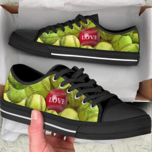 Softball Love Red Low Top Shoes Low Top Sneakers Sneakers Low Top 2 vpgaiy.jpg