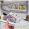 Softball Players Black Fabric Low Top Shoes Casual Shoes Gift For Adults, Low Top Sneakers, Sneakers Low Top