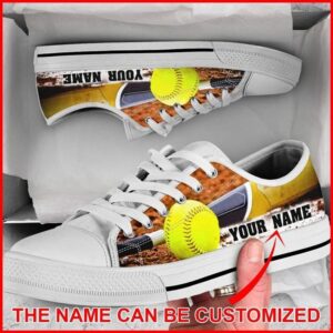 Softball Shortcut Personalized Canvas Low Top Shoes,&hellip;