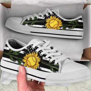 Softball Usa Flag Sunflower Low Top Shoes,&hellip;