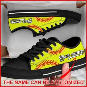 Softball Vector Ball Personalized Canvas Low Top&hellip;