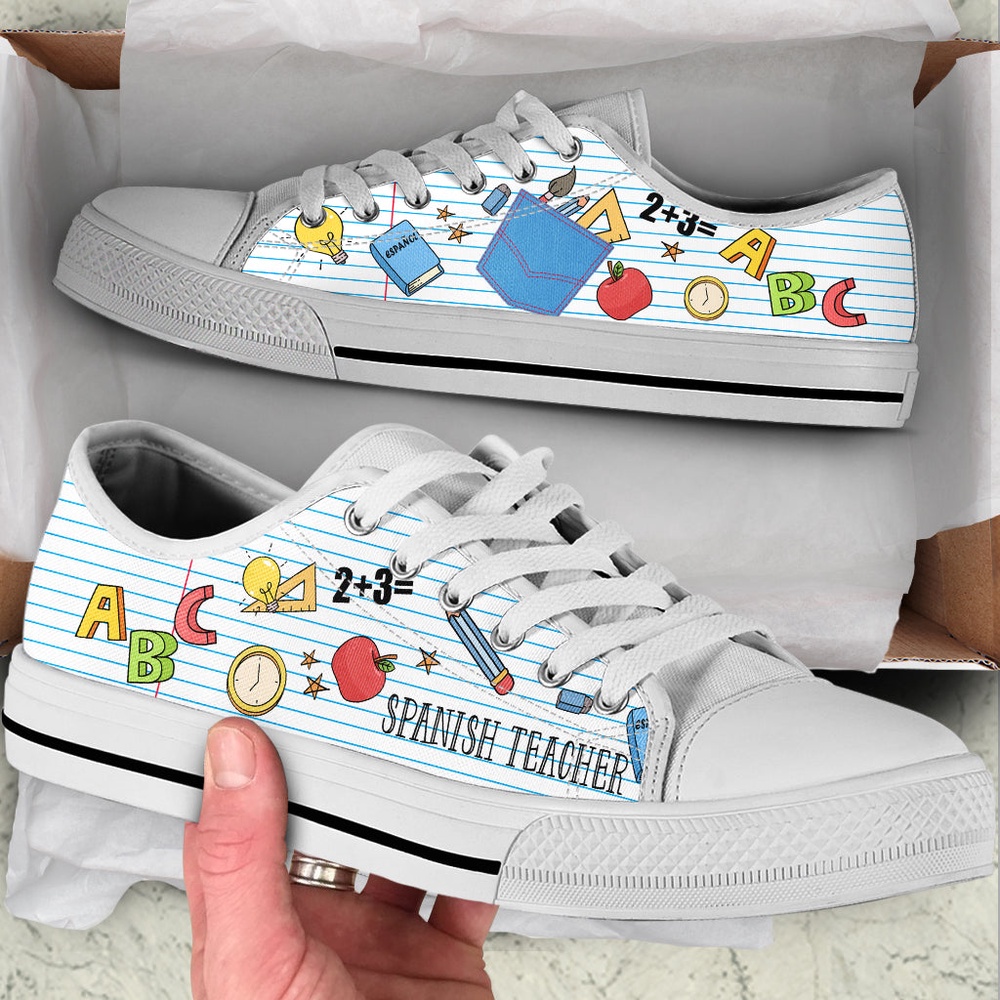 Spanish Teacher Abc Quaint Pattern Low Top Shoes, Low Top Designer Shoes, Low Top Sneakers