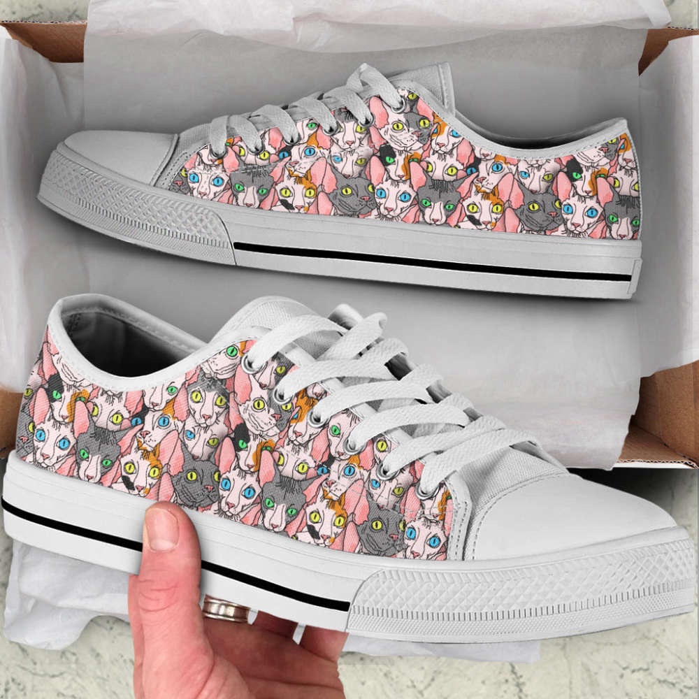 Sphynx Cat Face Watercolor Low Top Canvas Shoes, Low Top Sneakers, Low Top Designer Shoes