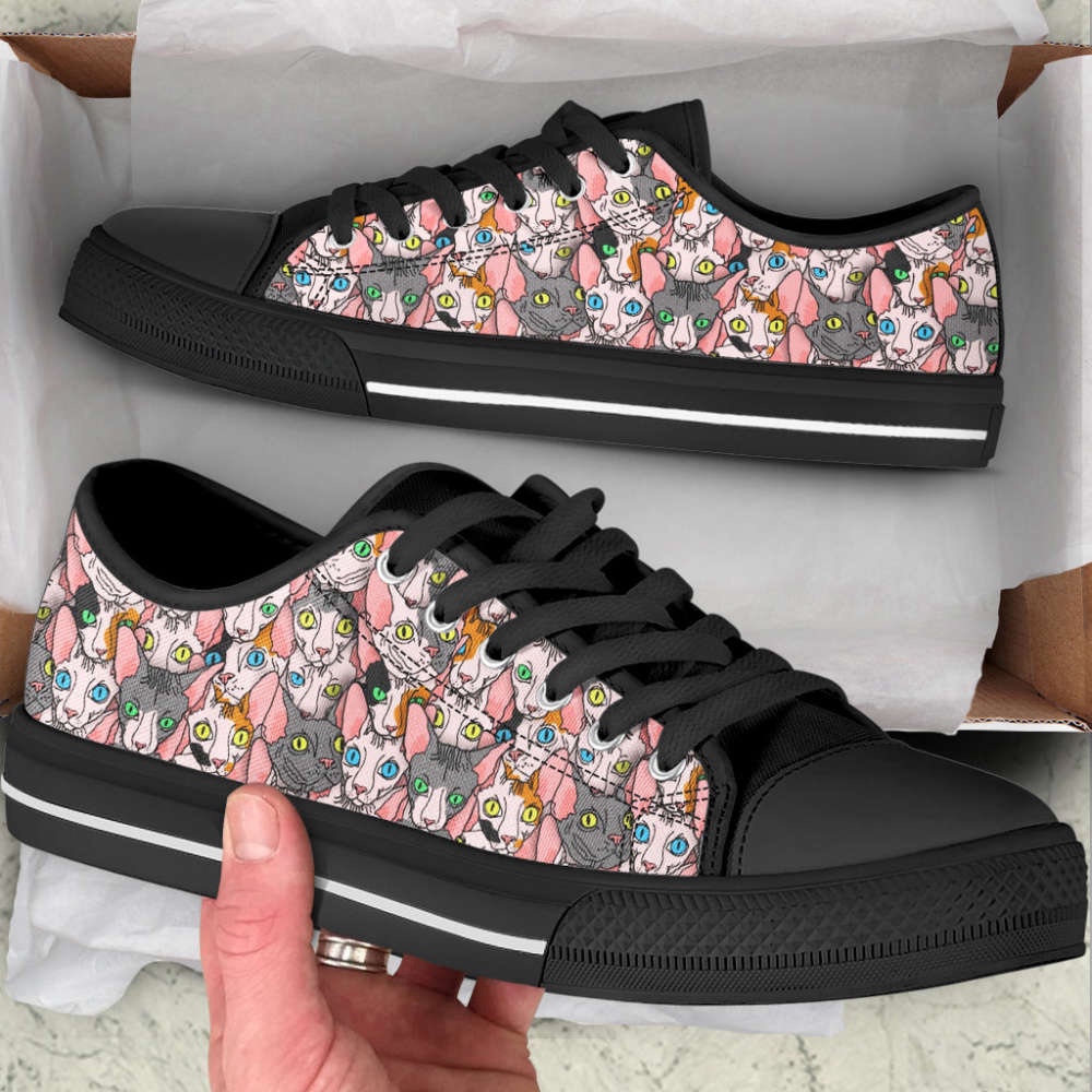 Sphynx Cat Face Watercolor Low Top Canvas Shoes, Low Top Sneakers, Low Top Designer Shoes