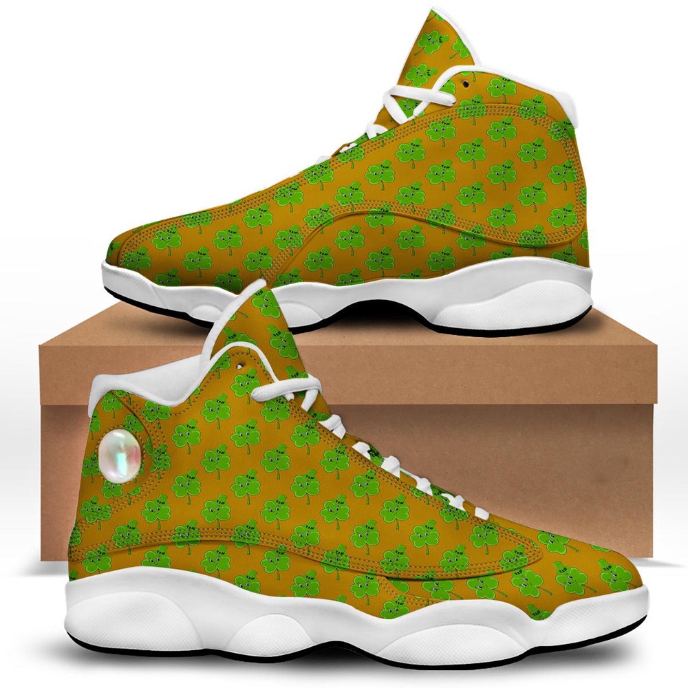 St. Patrick’s Day Cute Clover Print White Basketball Shoes, Basketball Shoes, Best Basketball Shoes 2024