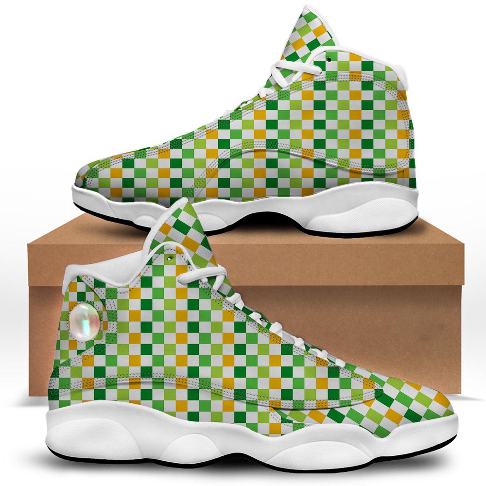 St. Patrick’s Day Irish Checkered Print White Basketball Shoes, Basketball Shoes, Best Basketball Shoes 2024