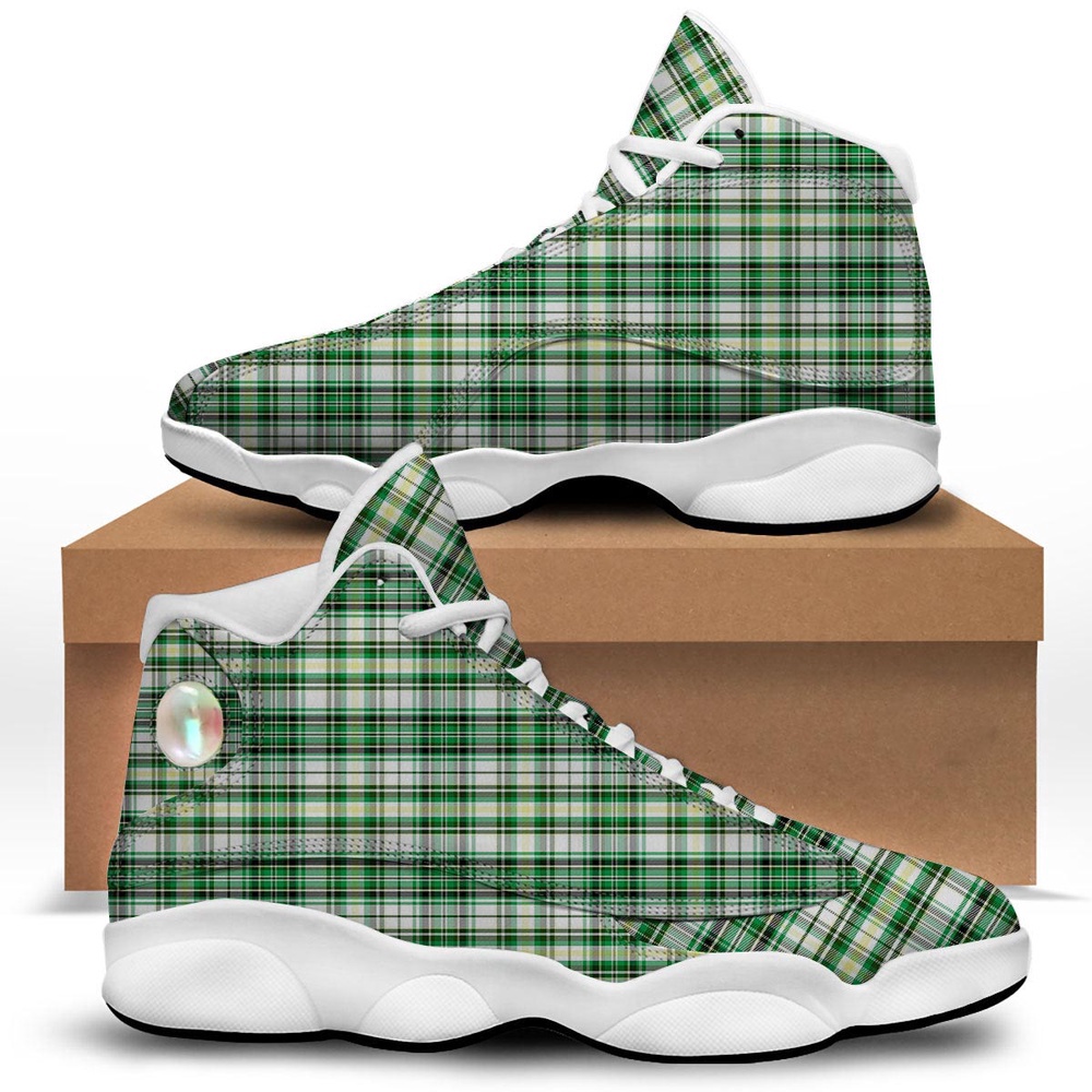 St. Patrick’s Day Irish Tartan Print White Basketball Shoes, Basketball Shoes, Best Basketball Shoes 2024