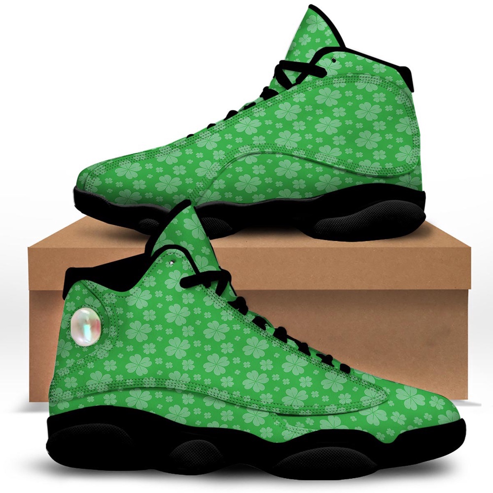 St. Patrick’s Day Shamrock Leaf Print Pattern Black Basketball Shoes, Basketball Shoes, Best Basketball Shoes 2024