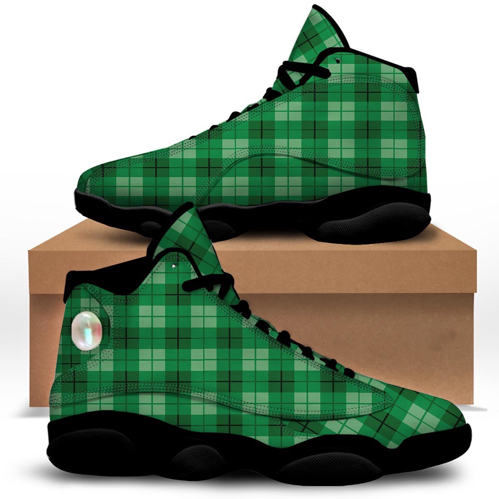 St. Patrick’s Day Shamrock Plaid Print Pattern Black Basketball Shoes, Basketball Shoes, Best Basketball Shoes 2024