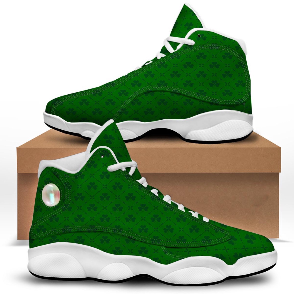 St. Patrick’s Day Shamrock Print Pattern White Basketball Shoes, Basketball Shoes, Best Basketball Shoes 2024