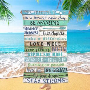 Stay Strong Positive Quotes Beach Towel, Christian&hellip;