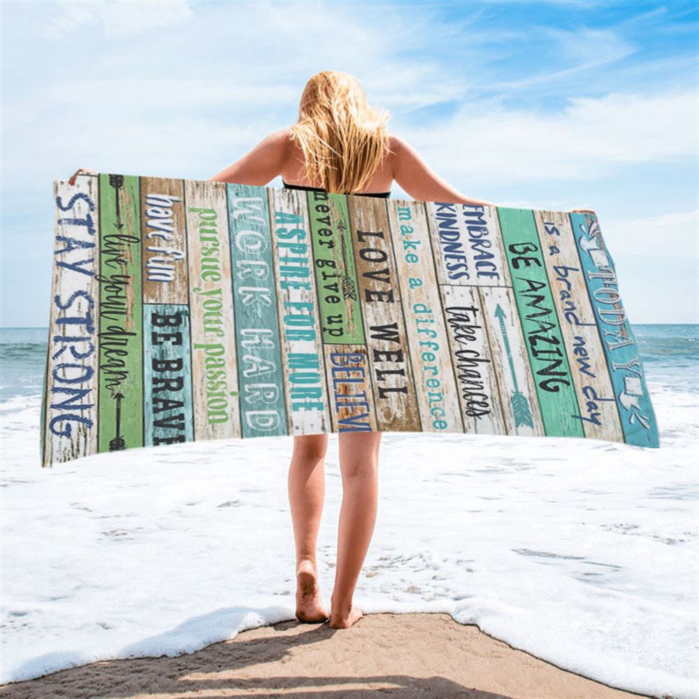 Stay Strong Positive Quotes Beach Towel, Christian Beach Towel, Beach Towel