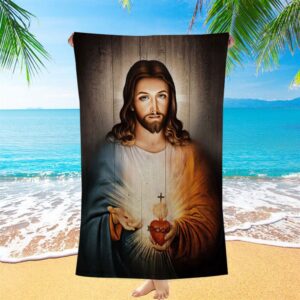 Stunning Heart Walking With Jesus Beach Towel,&hellip;