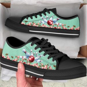 Stylish Bowling Flower Low Top Shoes, Canvas&hellip;
