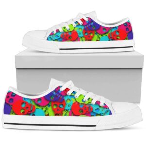 Stylish Colorful Skull Pattern Low Top Shoes,&hellip;