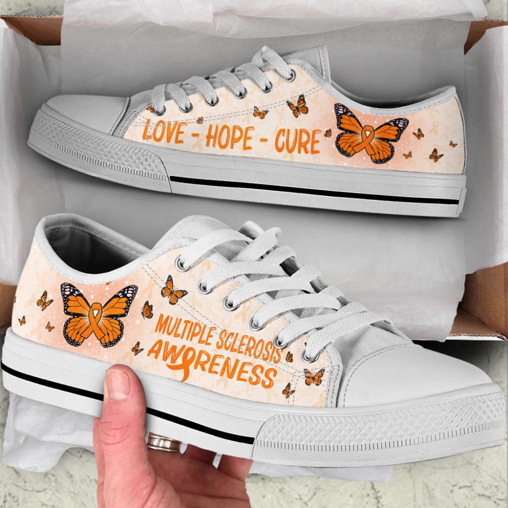 Stylish Low Top Canvas Shoes for Multiple Sclerosis Butterfly Version, Low Tops, Low Top Sneakers