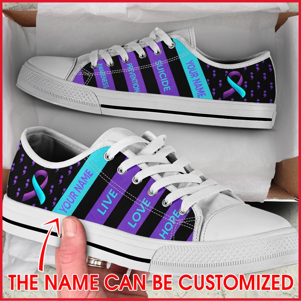 Suicide Prevention Plaid Low Top Shoes, Low Top Designer Shoes, Low Top Sneakers