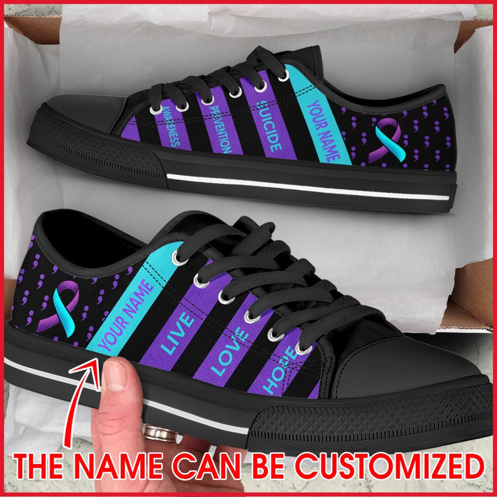 Suicide Prevention Plaid Low Top Shoes, Low Top Designer Shoes, Low Top Sneakers