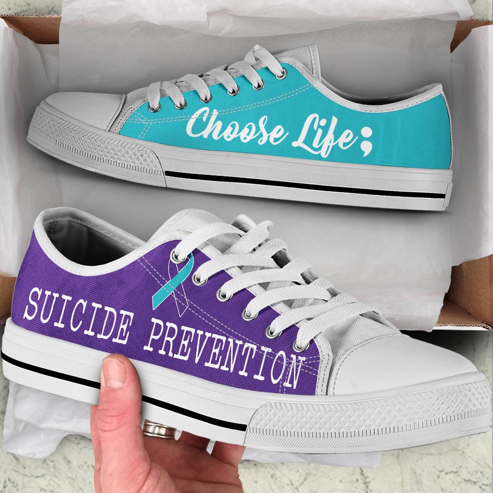 Suicide Prevention Shoes Choose Life Low Top Shoes, Low Top Designer Shoes, Low Top Sneakers