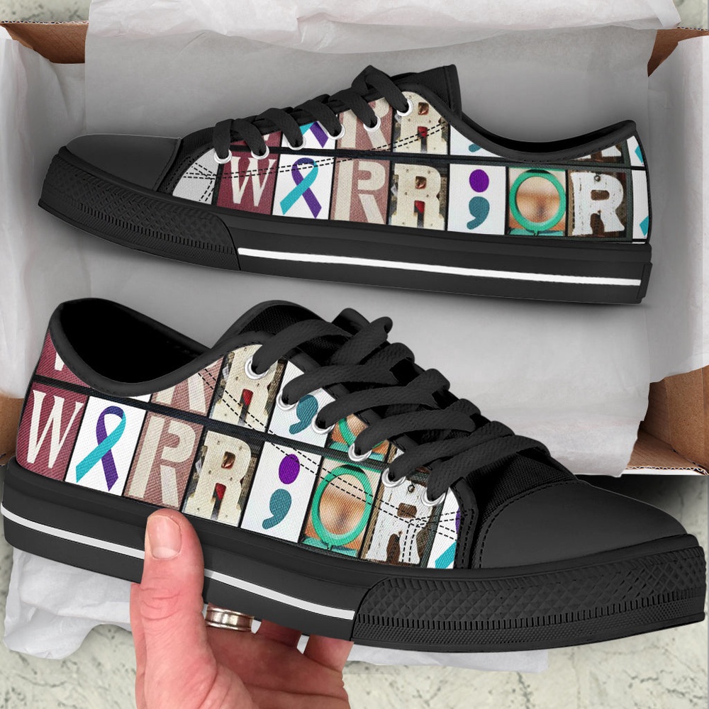 Suicide Prevention Shoes Warrior Hope Sign Low Top Shoes, Low Top Designer Shoes, Low Top Sneakers