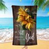 Sunflower Every Day Is A New Beginning Beach Towel, Christian Beach Towel, Beach Towel