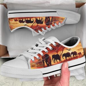 Sunset Elephants Painting Low Top Shoes Casual&hellip;