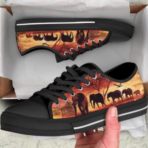 Sunset Elephants Painting Low Top Shoes Casual&hellip;