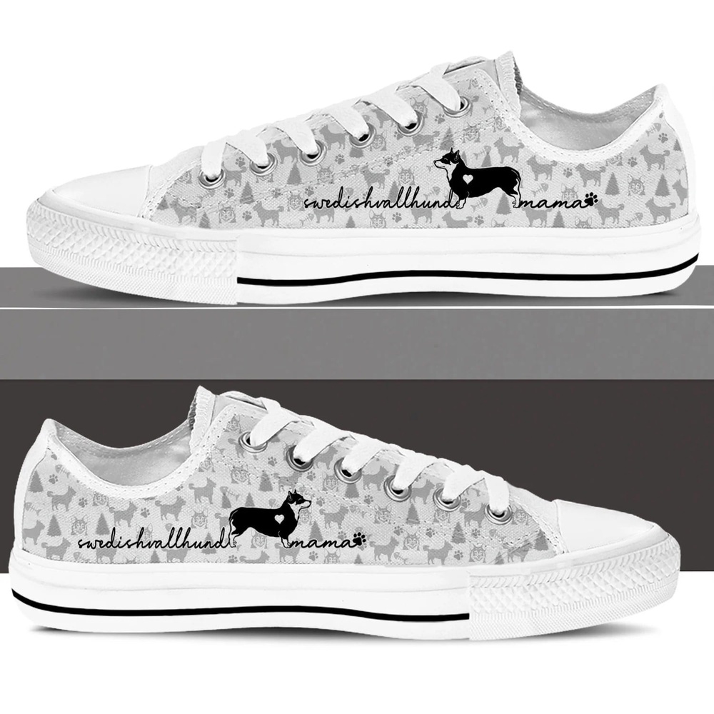 Swedish Vallhund Low Top Shoes, Dog Memorial Gift, Designer Low Top Shoes, Low Top Sneakers