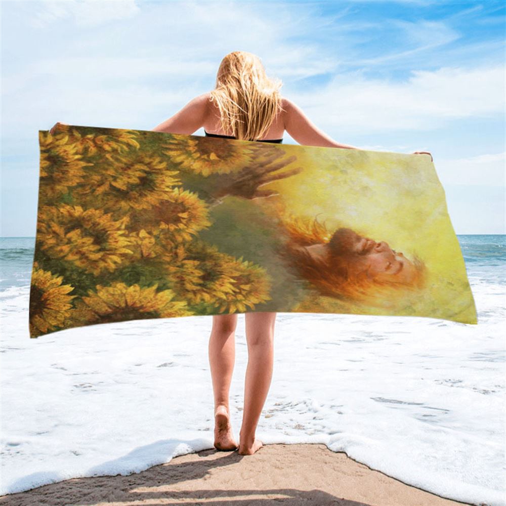 Take A Deep Breath Jesus And Beautiful Sunflower Beach Towel, Christian Beach Towel, Beach Towel Take A Deep Breath Jesus And Beautiful Sunflower Beach Towel, Christian Beach Towel, Beach Towel