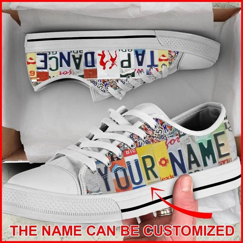 Tap Dance License Plates Personalized Canvas Low Top Shoes, Low Top Designer Shoes, Low Top Sneakers