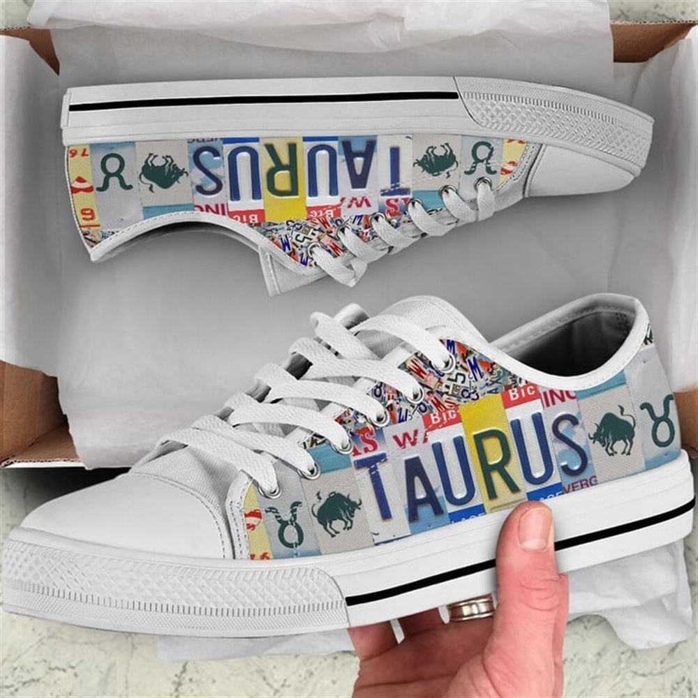 Taurus License Plates Canvas Low Top Shoes, Low Top Designer Shoes, Low Top Sneakers Taurus License Plates Canvas Low Top Shoes, Low Top Designer Shoes, Low Top Sneakers