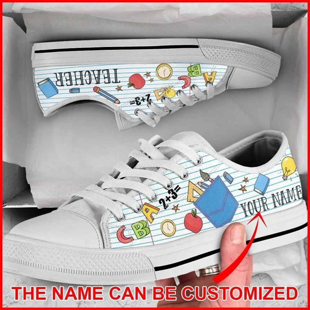Teacher ABC Quaint Pattern Personalized Canvas Low Top Shoes, Low Top Designer Shoes, Low Top Sneakers Teacher ABC Quaint Pattern Personalized Canvas Low Top Shoes, Low Top Designer Shoes, Low Top Sneakers