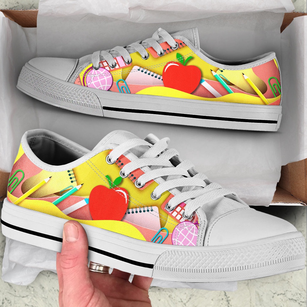 Teacher Apple Art Paper Cut Out Low Top Shoes, Low Top Designer Shoes, Low Top Sneakers Teacher Apple Art Paper Cut Out Low Top Shoes, Low Top Designer Shoes, Low Top Sneakers