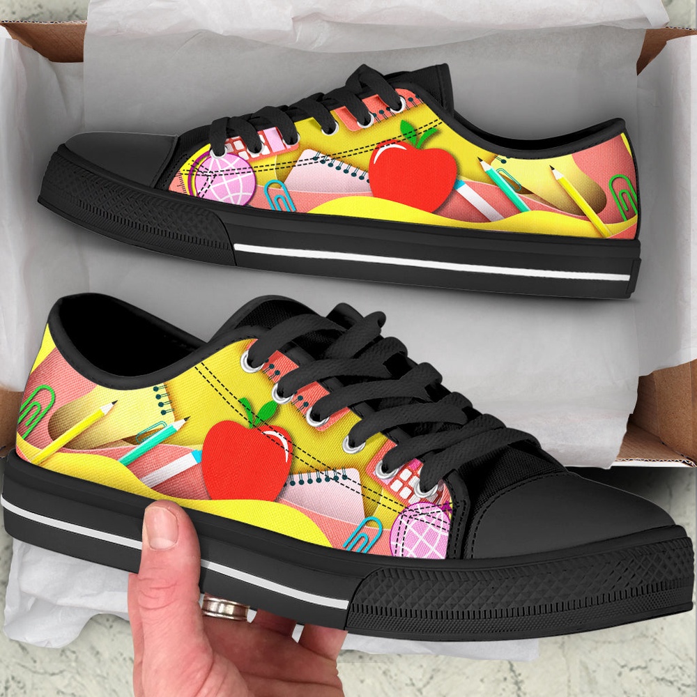 Teacher Apple Art Paper Cut Out Low Top Shoes, Low Top Designer Shoes, Low Top Sneakers Teacher Apple Art Paper Cut Out Low Top Shoes, Low Top Designer Shoes, Low Top Sneakers