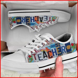 Teacher License Plates Canvas Low Top Shoes Low Top Designer Shoes Low Top Sneakers 2 varwgz.jpg