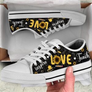 Teacher Love Class Sunflower Canvas Low Top&hellip;