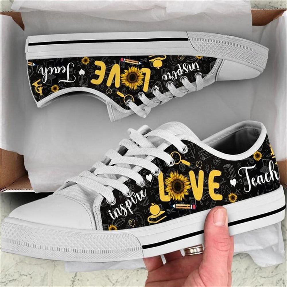 Teacher Love Class Sunflower Canvas Low Top Shoes, Low Top Designer Shoes, Low Top Sneakers Teacher Love Class Sunflower Canvas Low Top Shoes, Low Top Designer Shoes, Low Top Sneakers